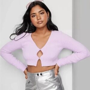Wild Fable Lavender Crop Cardigan Button Up Sweater